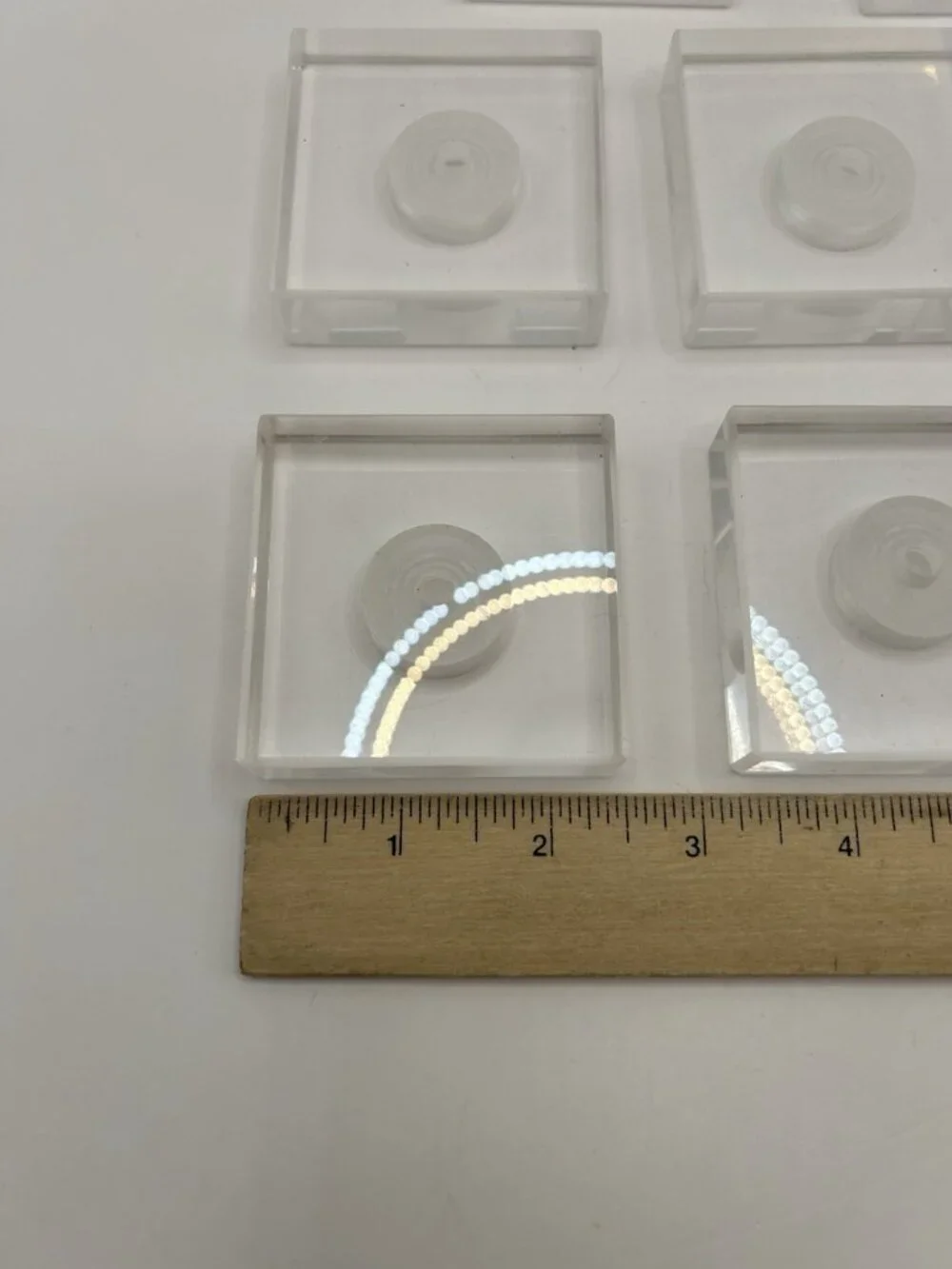 Lot of 8 Clear Acrylic Lucite Display Mount Blocks 2” Square Recessed Center
